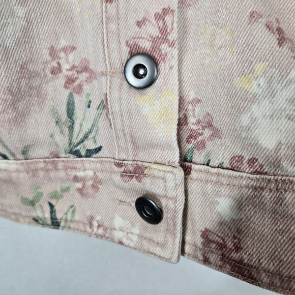Lane Bryant Denim Jacket Sz 16 Pink Floral 100% Cotton Pockets Boho Cottagecore - Picture 5 of 15